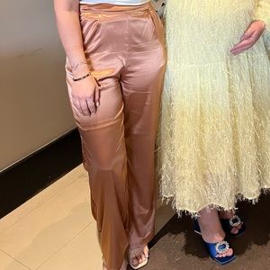 Satin pants copper brown
